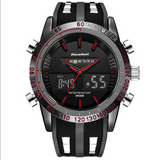 Men 's fashion double movement multifunctional waterproof sports silicone watch