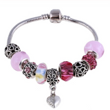 ZOSHI Pink Crystal Charm Silver Color Bracelets & Bangles for Women With Aliexpress Murano Beads Silver Bracelet Femme Jewelry