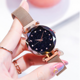 Women's magnet button lazy watch starry sky Watch