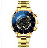 Perspective hollow alloy steel band calendar men's Quartz Watch