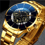 Perspective hollow alloy steel band calendar men's Quartz Watch