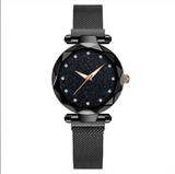 Women's magnet button lazy watch starry sky Watch