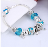 ZOSHI Pink Crystal Charm Silver Color Bracelets & Bangles for Women With Aliexpress Murano Beads Silver Bracelet Femme Jewelry