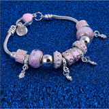 ZOSHI Pink Crystal Charm Silver Color Bracelets & Bangles for Women With Aliexpress Murano Beads Silver Bracelet Femme Jewelry