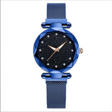 Women's magnet button lazy watch starry sky Watch