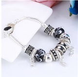 ZOSHI Pink Crystal Charm Silver Color Bracelets & Bangles for Women With Aliexpress Murano Beads Silver Bracelet Femme Jewelry