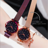 Women's magnet button lazy watch starry sky Watch