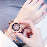 Women Watches Bracelet set Starry Sky Ladies Bracelet Watch Casual Leather Quartz Wristwatch Clock Relogio Feminino