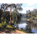 Popular summer digital oil painting with Lake View