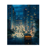 Digital oil painting of urban night scene