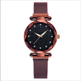 Women's magnet button lazy watch starry sky Watch