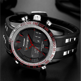 Men 's fashion double movement multifunctional waterproof sports silicone watch