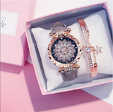 Women Watches Bracelet set Starry Sky Ladies Bracelet Watch Casual Leather Quartz Wristwatch Clock Relogio Feminino