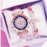 Women Watches Bracelet set Starry Sky Ladies Bracelet Watch Casual Leather Quartz Wristwatch Clock Relogio Feminino