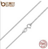 BAMOER Classic Basic Chain 100% 925 Sterling Silver Lobster Clasp Adjustable Necklace Chain Fashion Jewelry SCA009-45