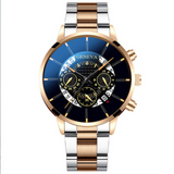 Perspective hollow alloy steel band calendar men's Quartz Watch