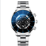 Perspective hollow alloy steel band calendar men's Quartz Watch