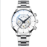 Perspective hollow alloy steel band calendar men's Quartz Watch