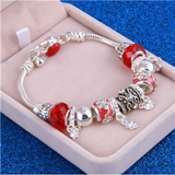 ZOSHI Pink Crystal Charm Silver Color Bracelets & Bangles for Women With Aliexpress Murano Beads Silver Bracelet Femme Jewelry