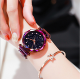 Women's magnet button lazy watch starry sky Watch