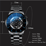 Perspective hollow alloy steel band calendar men's Quartz Watch