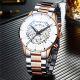 Perspective hollow alloy steel band calendar men's Quartz Watch