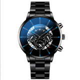 Perspective hollow alloy steel band calendar men's Quartz Watch