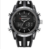 Men 's fashion double movement multifunctional waterproof sports silicone watch