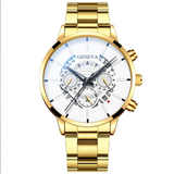 Perspective hollow alloy steel band calendar men's Quartz Watch