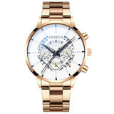 Perspective hollow alloy steel band calendar men's Quartz Watch