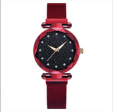 Women's magnet button lazy watch starry sky Watch