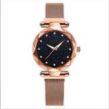 Women's magnet button lazy watch starry sky Watch