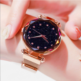 Women's magnet button lazy watch starry sky Watch