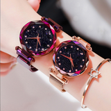 Women's magnet button lazy watch starry sky Watch