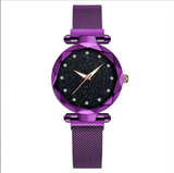 Women's magnet button lazy watch starry sky Watch