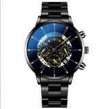 Perspective hollow alloy steel band calendar men's Quartz Watch