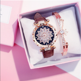 Women Watches Bracelet set Starry Sky Ladies Bracelet Watch Casual Leather Quartz Wristwatch Clock Relogio Feminino