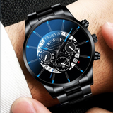 Perspective hollow alloy steel band calendar men's Quartz Watch