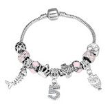 ZOSHI Pink Crystal Charm Silver Color Bracelets & Bangles for Women With Aliexpress Murano Beads Silver Bracelet Femme Jewelry