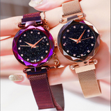 Women's magnet button lazy watch starry sky Watch